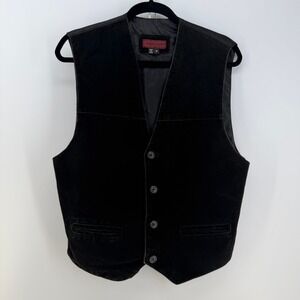 Europe Craft Vest Mens Medium Black Suede Leather Western Biker Formal Goth Moto
